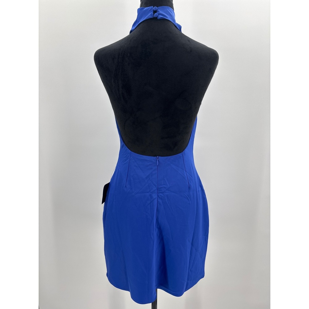 Lulu's Royal Blue Satin Halter Mini Dress - Picture 7 of 12